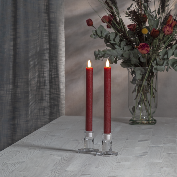 LED antikljus 2-pack från Star Trading, flamme, 25 cm med timer