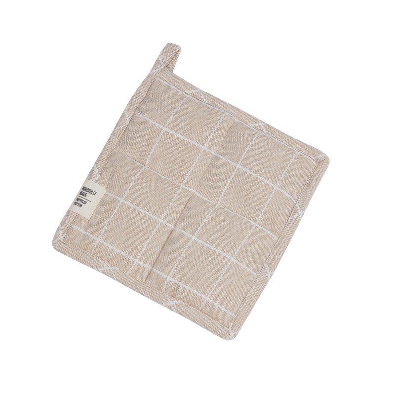 Axel grytlapp från Fondaco, beige/vit, rutig