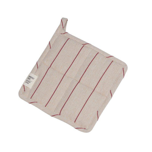 Lucas grytlapp från Fondaco, beige/röd, randig