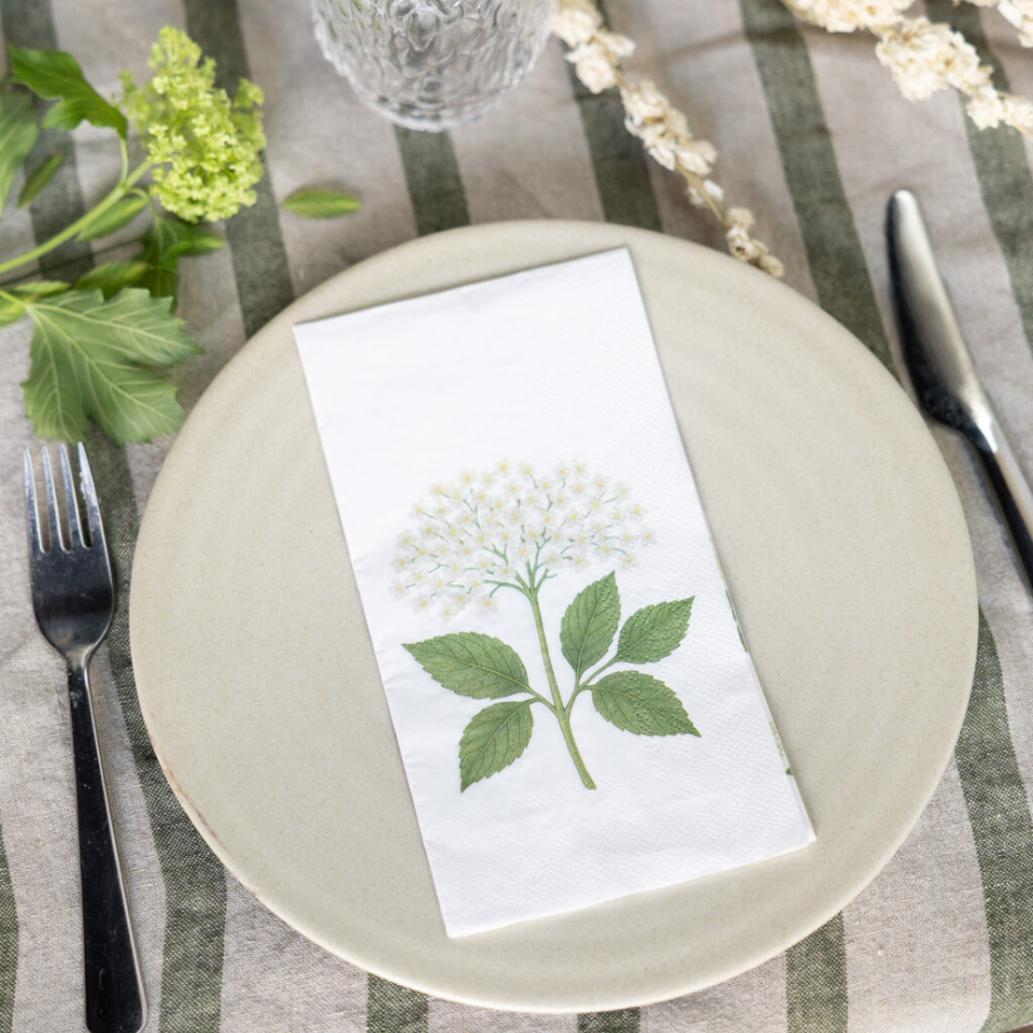 Fläderblomma servetter från Storefactory, vit/grön