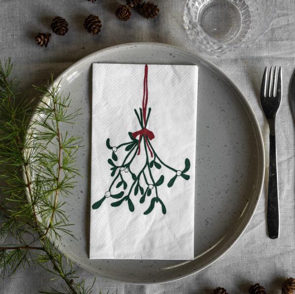 Mistel servetter från Storefactory, vit/röd/grön