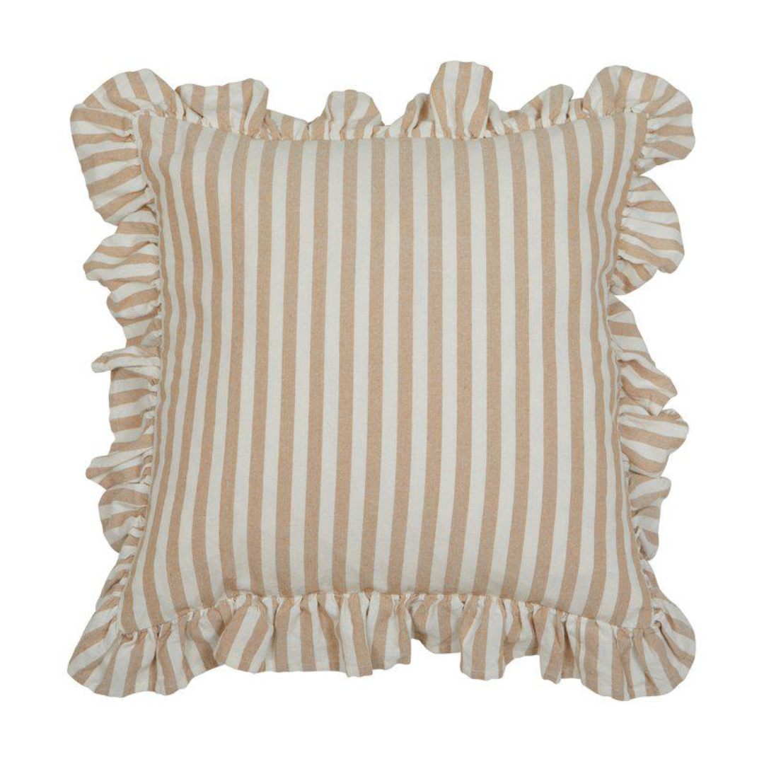 Svea kuddfodral från Fondaco, randig vit/beige 45x45 cm