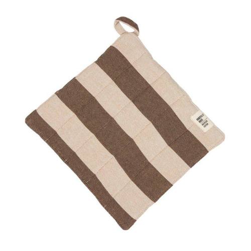 Amalia grytlapp från Fondaco, randig brun/beige