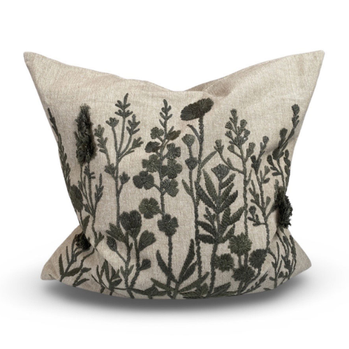 Broderat kuddfodral från Miljögården, blommigt