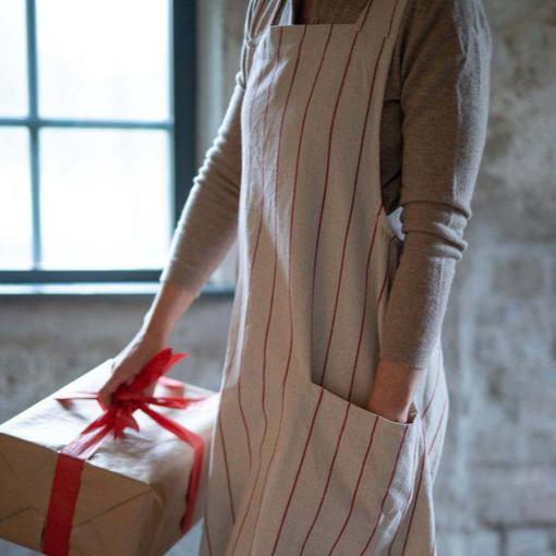 Lucas förkläde från Fondaco, beige/ röd, randigt