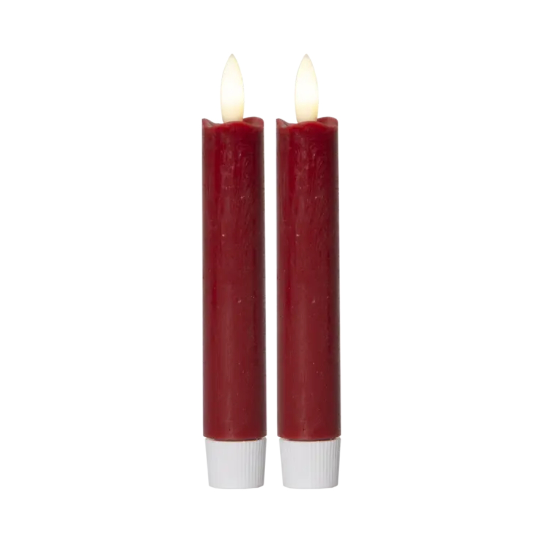 LED antikljus 2-pack från Star Trading, flamme, 15 cm med timer