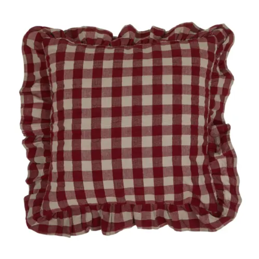 Lisa kuddfodral från Fondaco, rutigt, röd 48x48cm