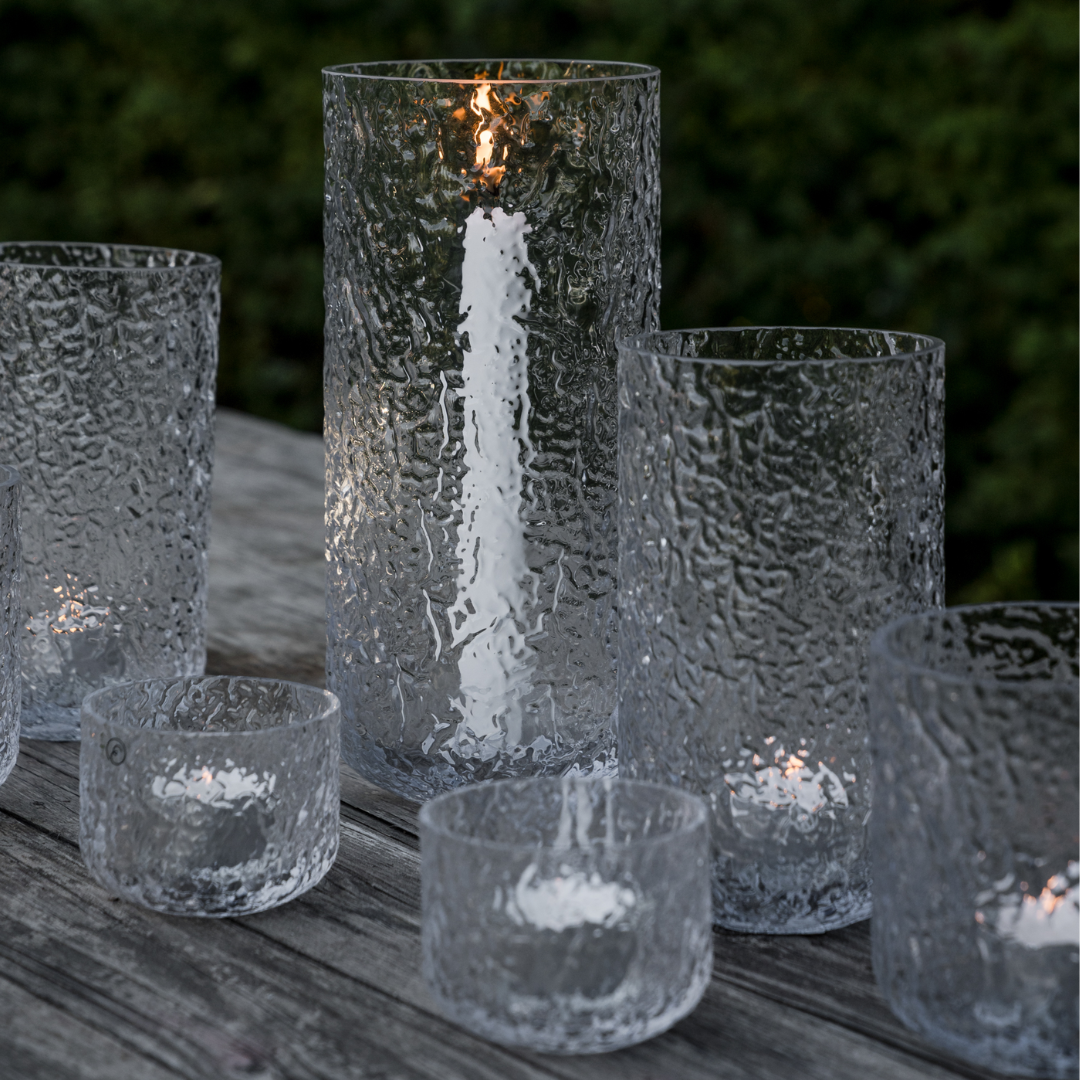 Ljuslykta från Ernst Form, mönstrat glas, för värmeljus, hög