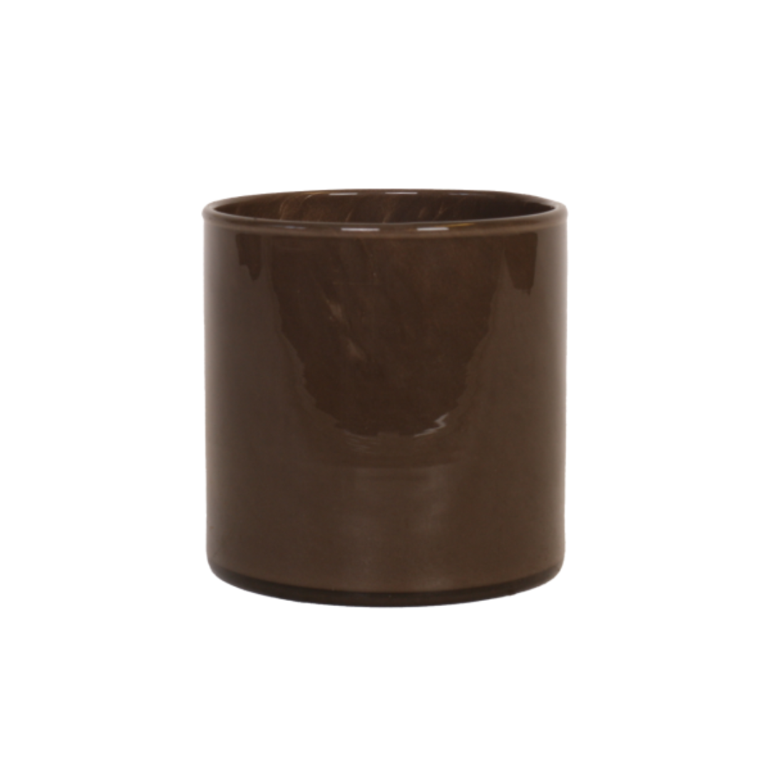 Ljuslykta i glas från Västanvind, brun, stor
