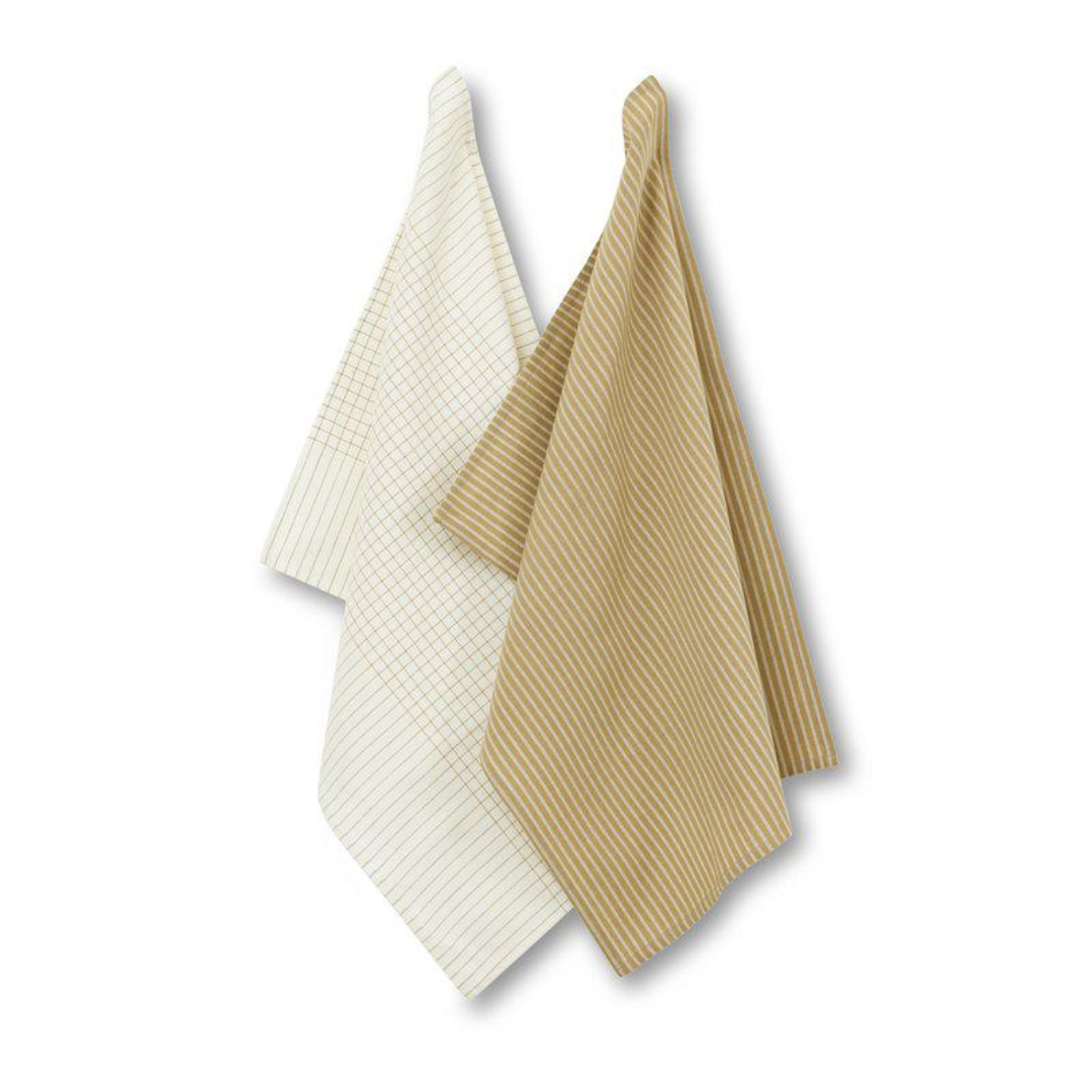 Medevi kökshandduk 2-pack från Boel & Jan, beige/vit