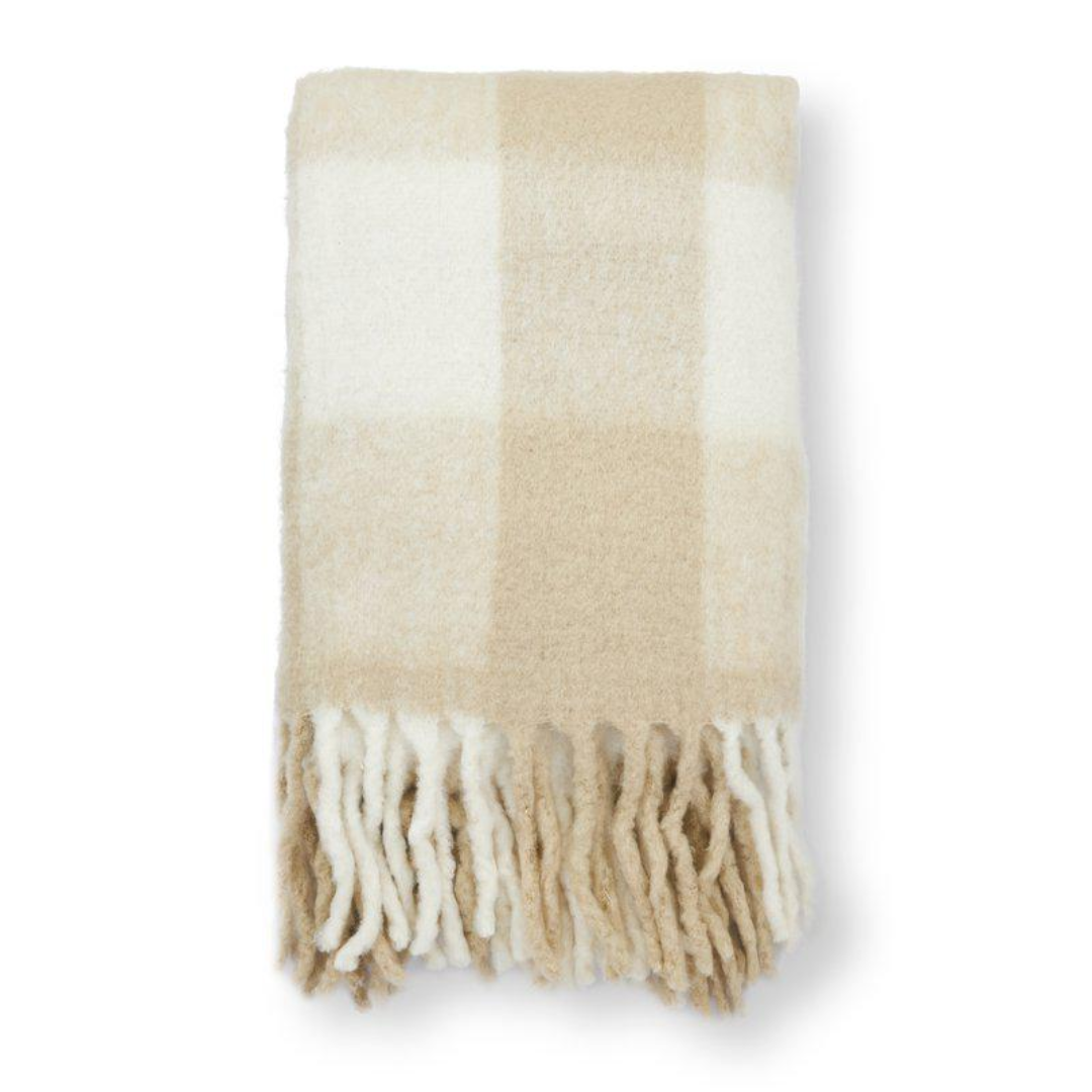 Minou pläd från Boel & Jan, rutig/beige