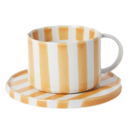 Monica kopp med fat randig från Olsson & Jensen, gul/vit, randig kopp