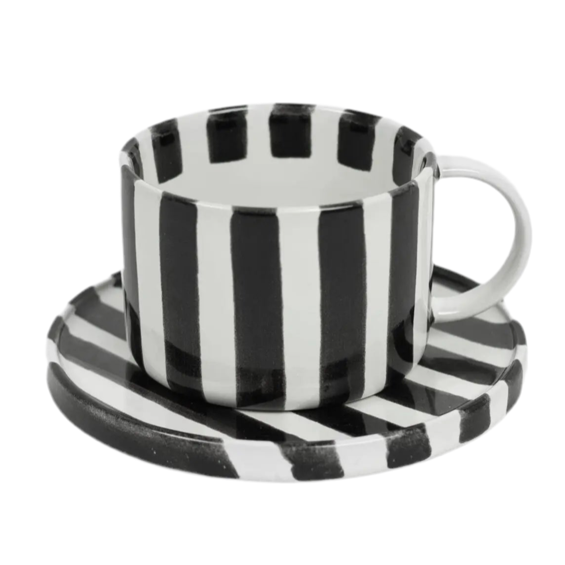 Monica kopp med fat randig från Olsson & Jensen, svart/vit, randig kopp
