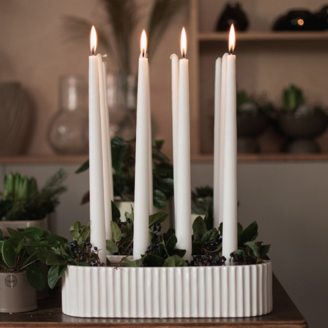 Stripe Candle Holder - shiny white från Dbkd, vit