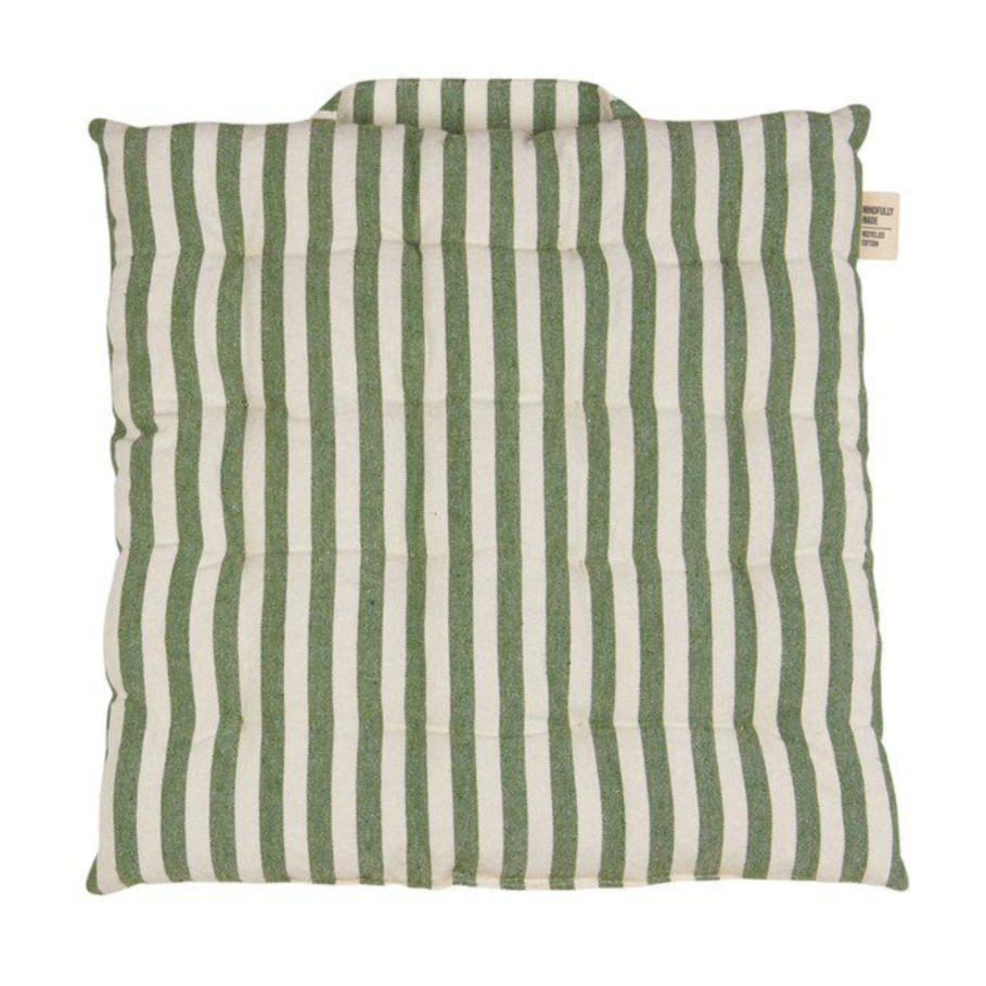 Svea sittdyna från Fondaco, vit/grönt, randig