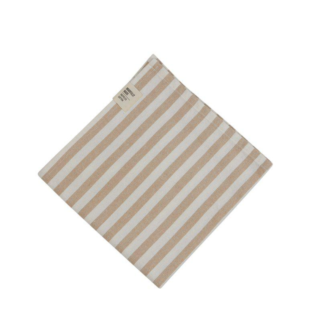 Svea tygservett från Fondaco, vit/beige, randig, 45x45 cm