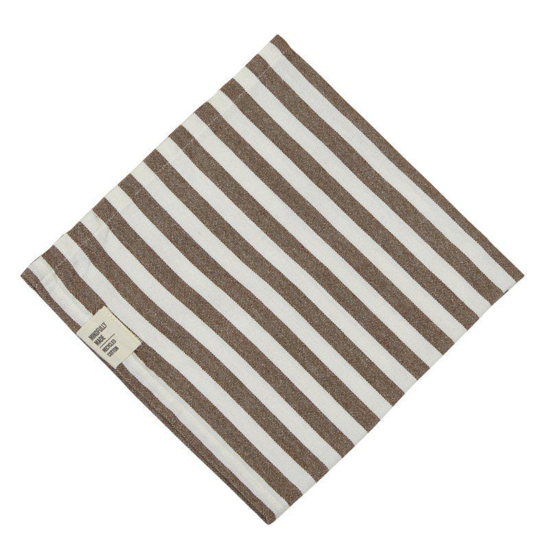 Svea tygservett från Fondaco, vit/brun, randig, 45x45 cm