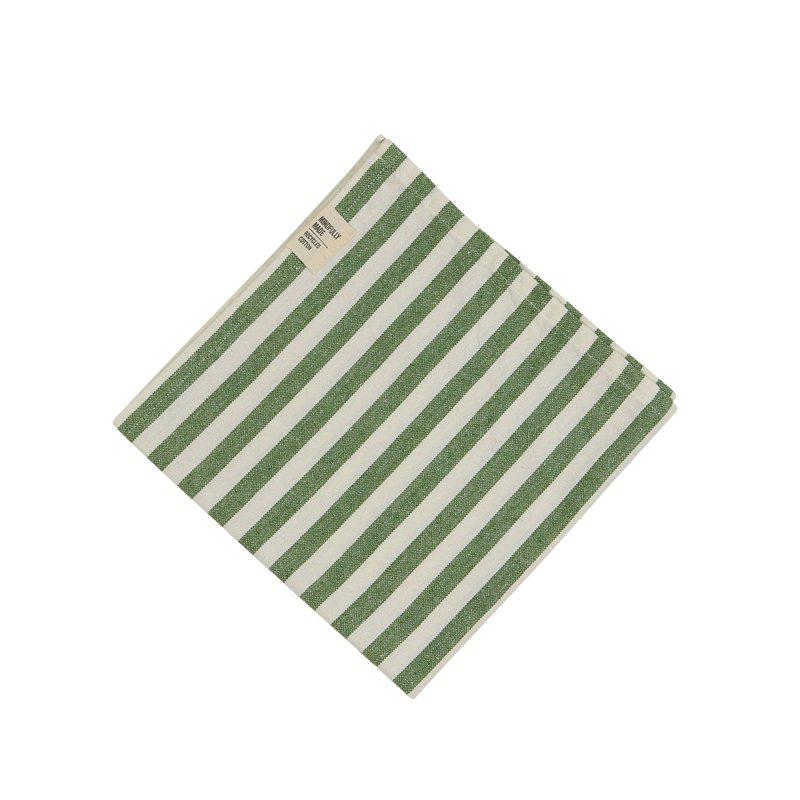 Svea tygservett från Fondaco, vit/grön, randig, 45x45 cm