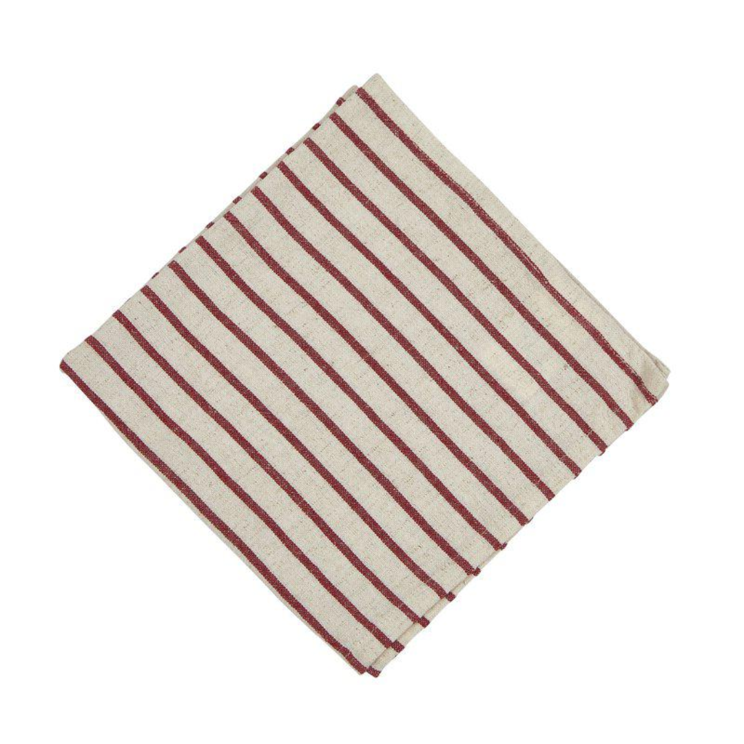 Tina tygservett från Fondaco, beige/röd randig 45x45 cm