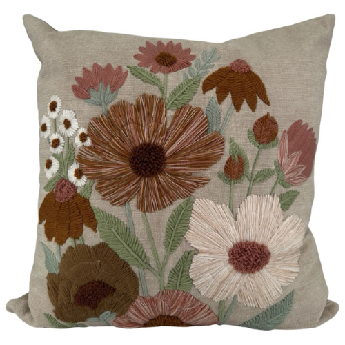 Broderad kudde från Miljögården, blommigt, inredningsbutik Kalmar, inredning, lantligt, lantlig inredning