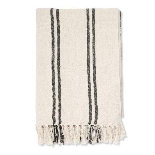 Lane pläd från Boel & Jan, randig/beige/svart