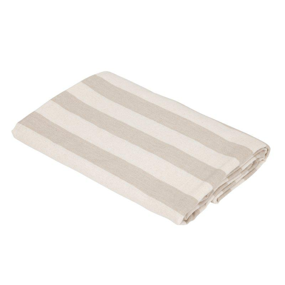 Amalia bordsduk från Fondaco, randig vit/beige140x300 cm