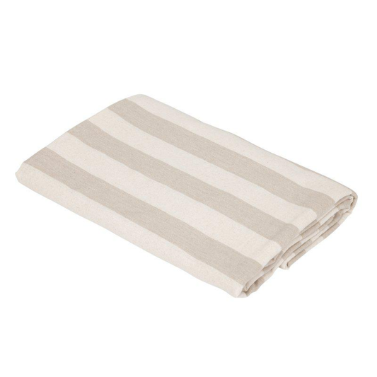 Amalia bordsduk från Fondaco, randig vit/beige140x300 cm