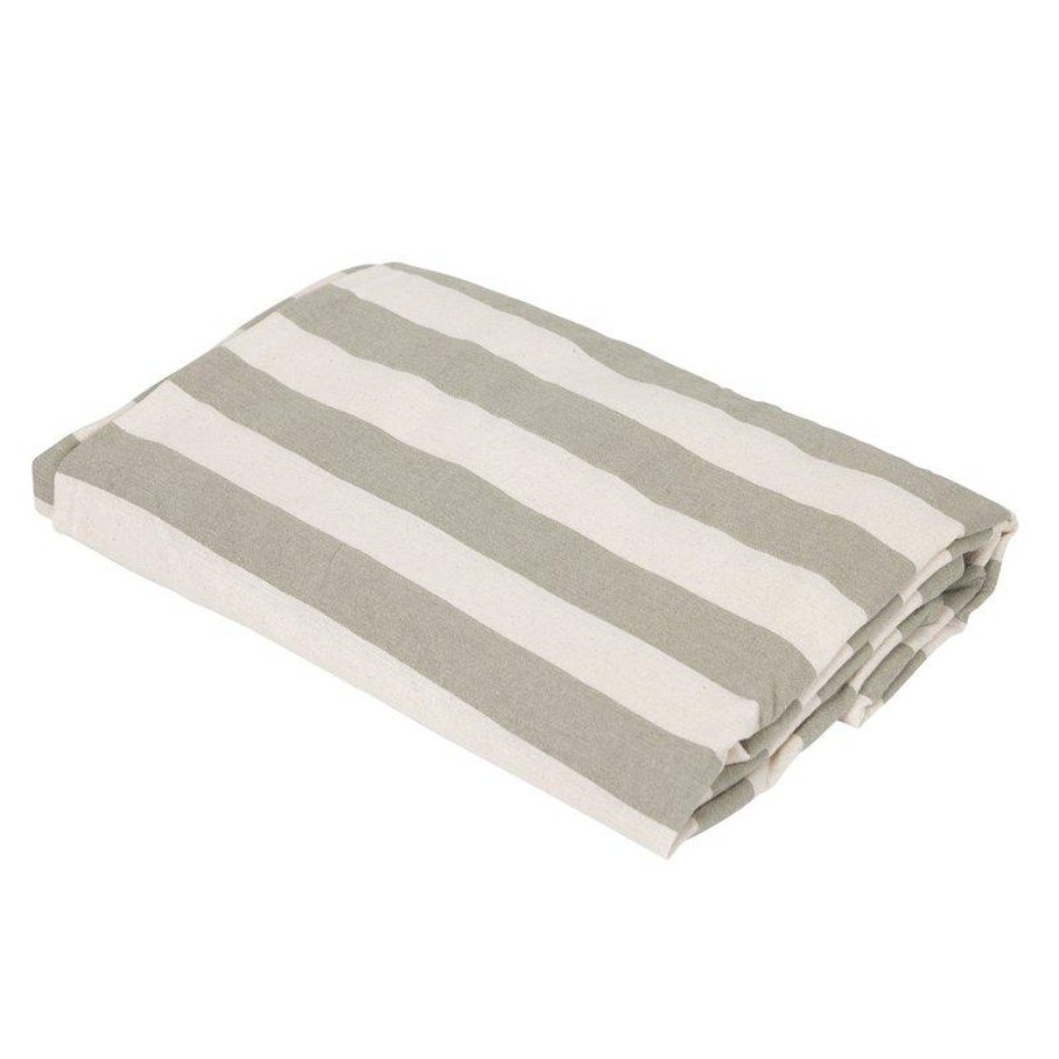 Amalia bordsduk från Fondaco, randig vit/lindgrön 140x300 cm