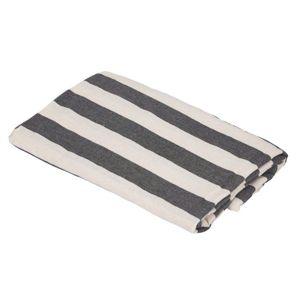 Amalia bordsduk från Fondaco, randig vit/svart 140x300 cm