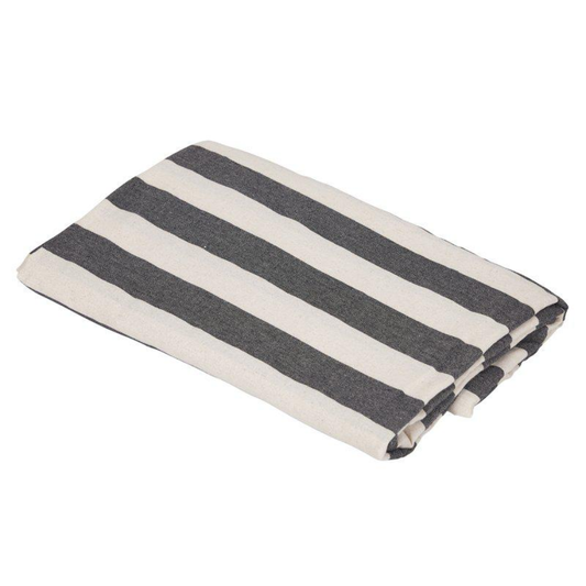 Amalia bordsduk från Fondaco, randig vit/svart 140x300 cm