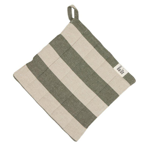 Amalia grytlapp från Fondaco, randig grön/beige
