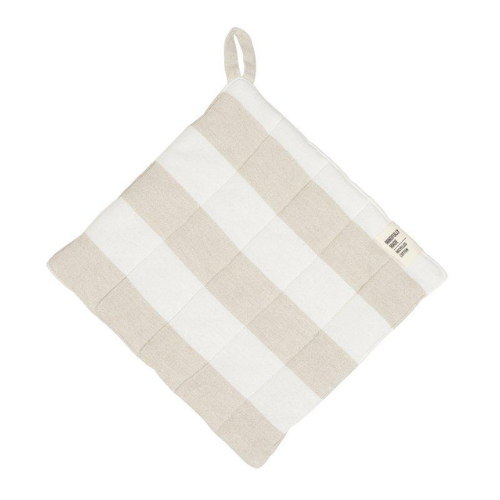 Amalia grytlapp från Fondaco, randig vit/beige