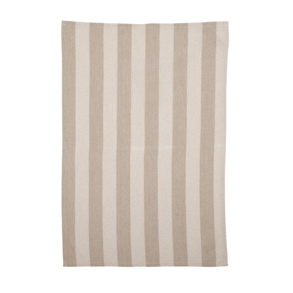 Amalia kökshandduk från Fondaco, randig vit/beige