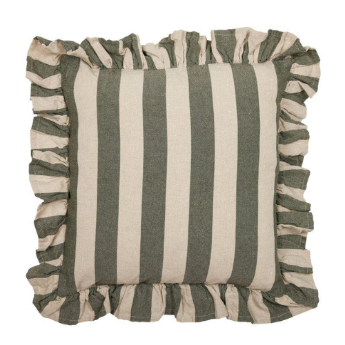 Amalia kuddfodral från Fondaco, randig beige/grön 45x45 cm