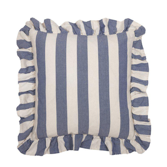 Amalia kuddfodral från Fondaco, randig vit/blå 45x45 cm