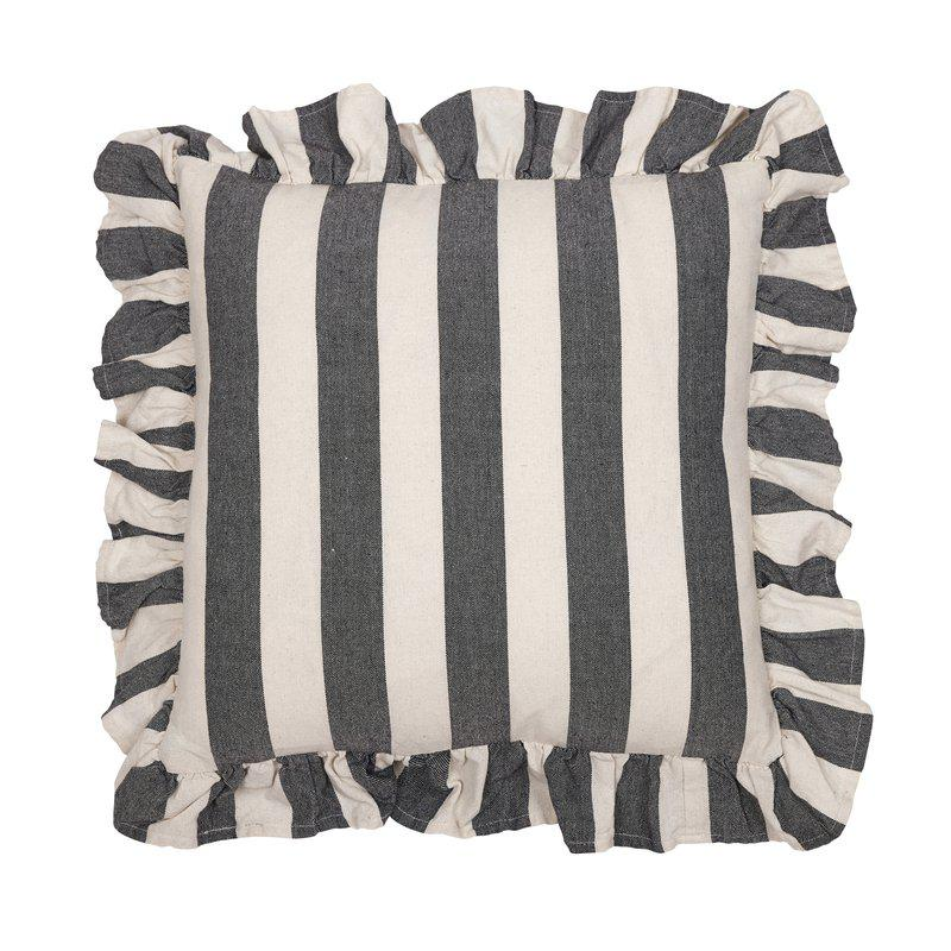 Amalia kuddfodral från Fondaco, randig vit/svart 45x45 cm