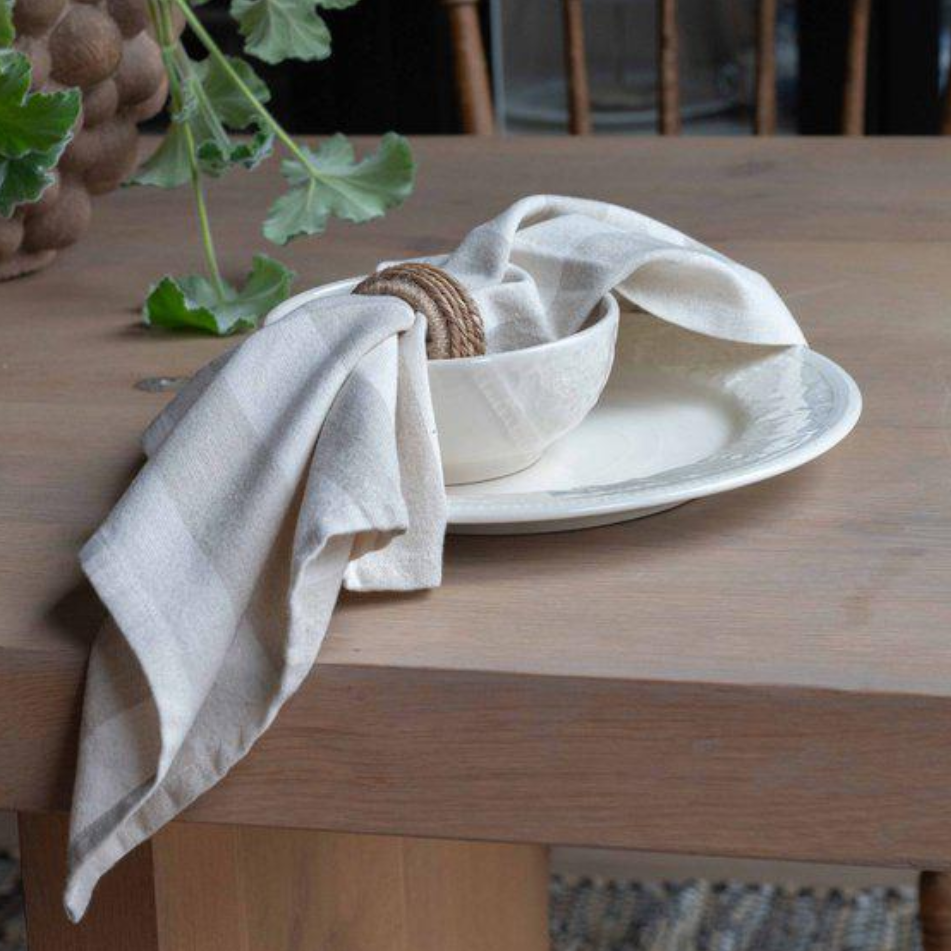 Amalia tygservett från Fondaco, randig vit/beige