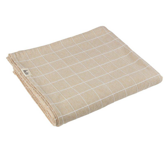 Axel bordsduk från Fondaco, beige/vit rutig, 140x300 cm