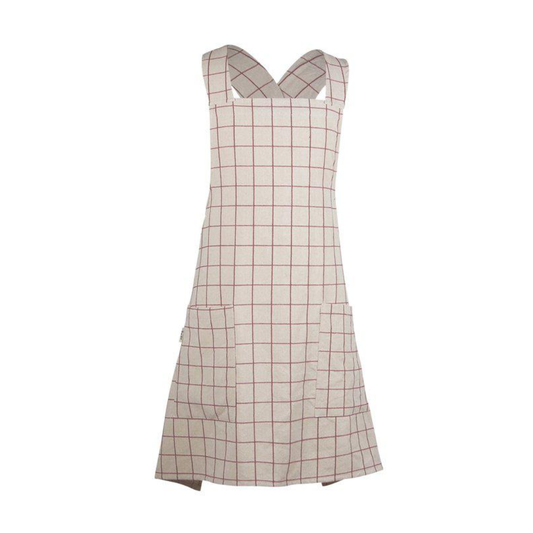 Axel förkläde från Fondaco, beige/röd, rutigt