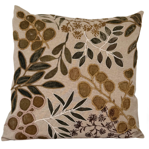 Broderat kuddfodral från Miljögården, eucalyptus