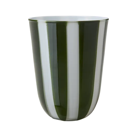 Cirkus ljuslykta från Affari of Sweden, randig grön/vit, stor