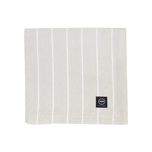 Duk Edith från Recycling by Wille, randig ,beige/vit 140x250 cm