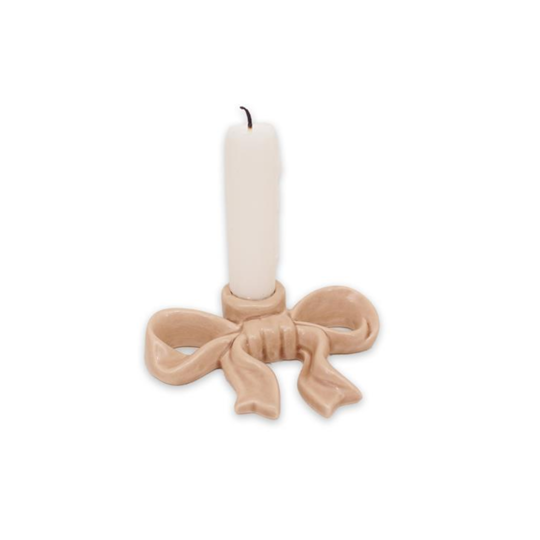Fenja rosett ljusstake från Mitt & Ditt, beige, liten 
