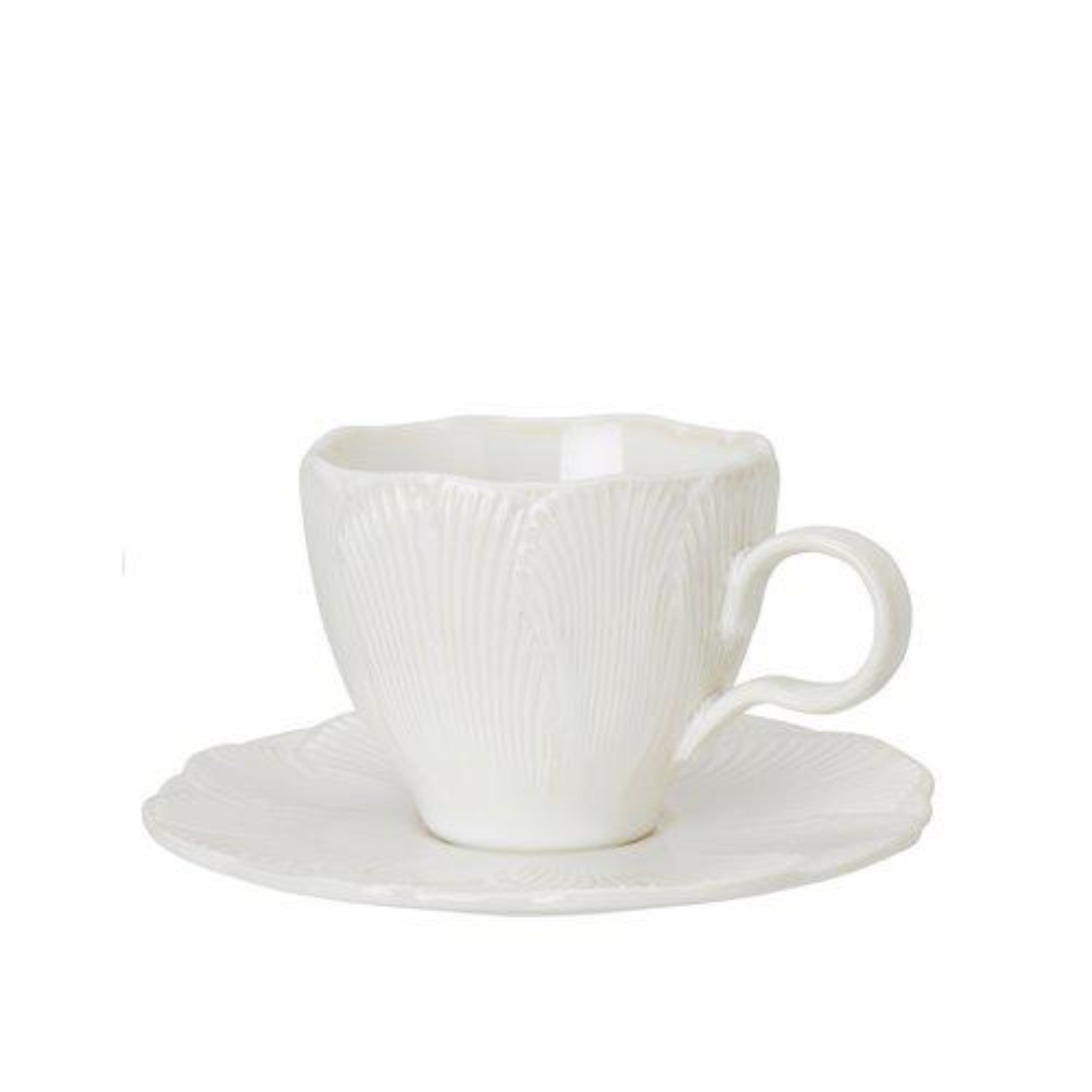 Flora kaffekopp med fat från Wikholm, vit 