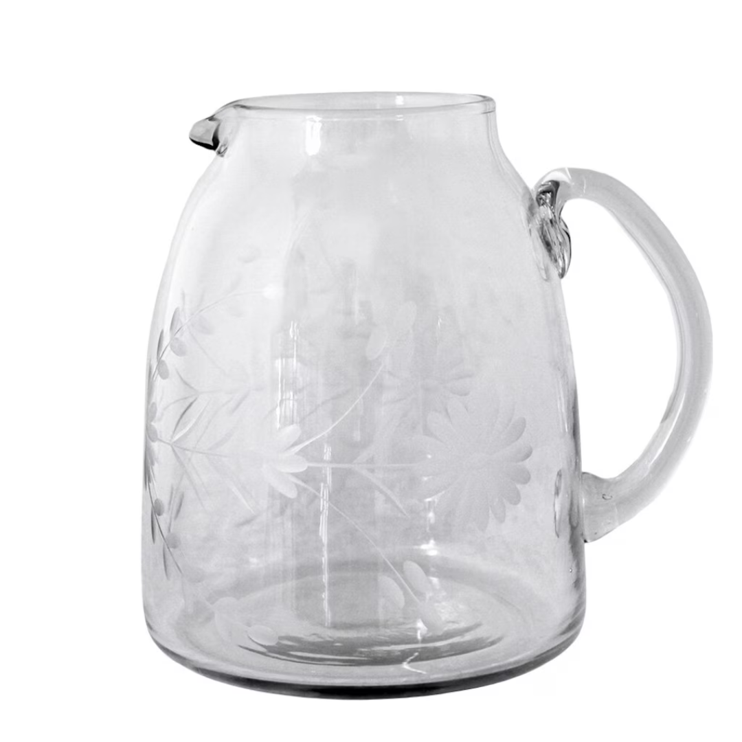 Glaskanna från Strömshaga, med blommor