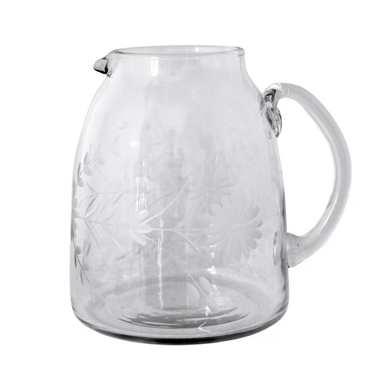 Glaskanna från Strömshaga, med blommor