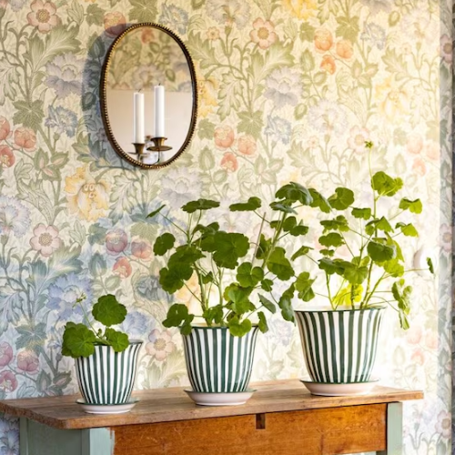 Kruka Miriam från Strömshaga, randig vit/grön, liten