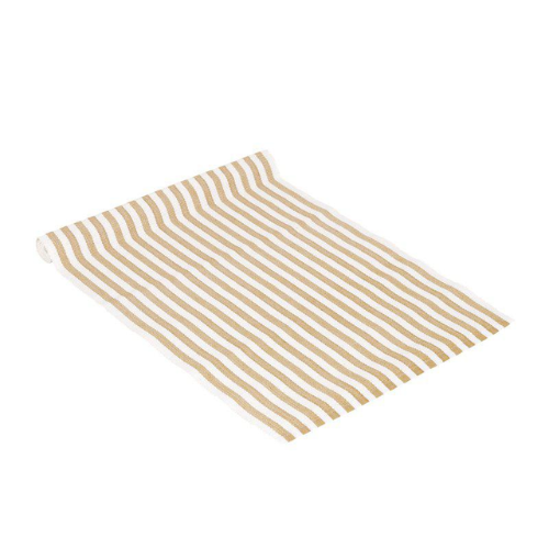 Löpare Nina från Fondaco, beige/vit randig, 35x120 cm