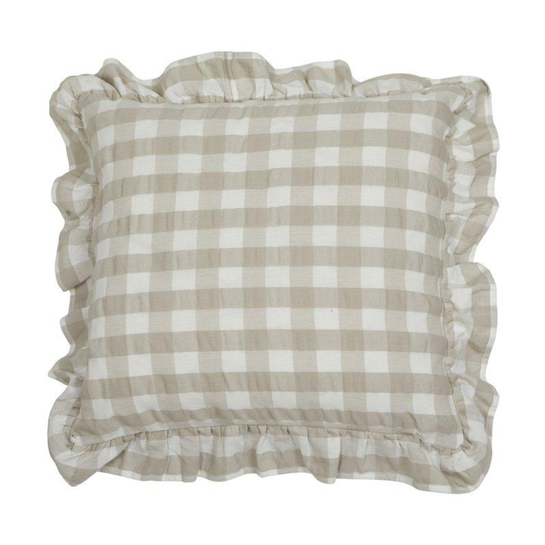 Lisa kuddfodral från Fondaco, rutigt, beige 48x48cm