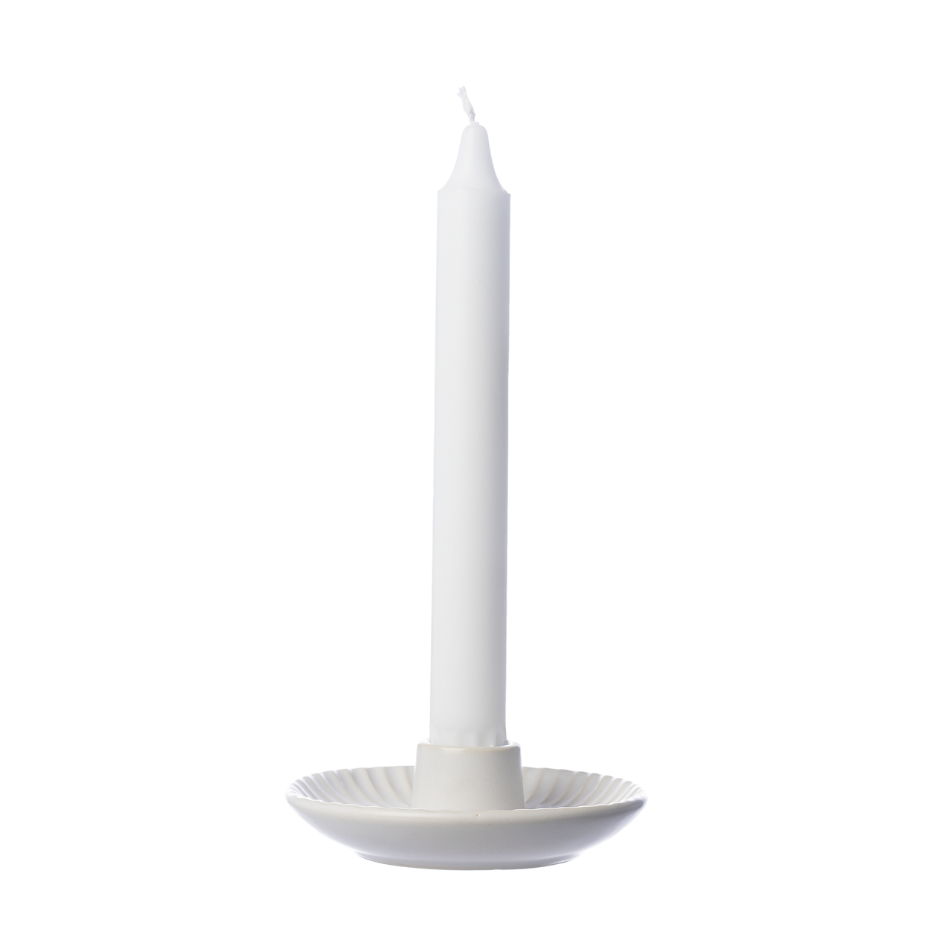 Ljusfat från Ernst Form, naturvit i stengods, liten, ljusstake, inredning